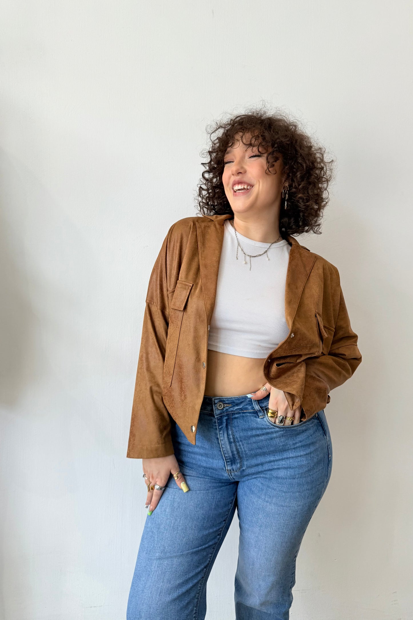 Rakel Vegan Leather Jacket -Cognac