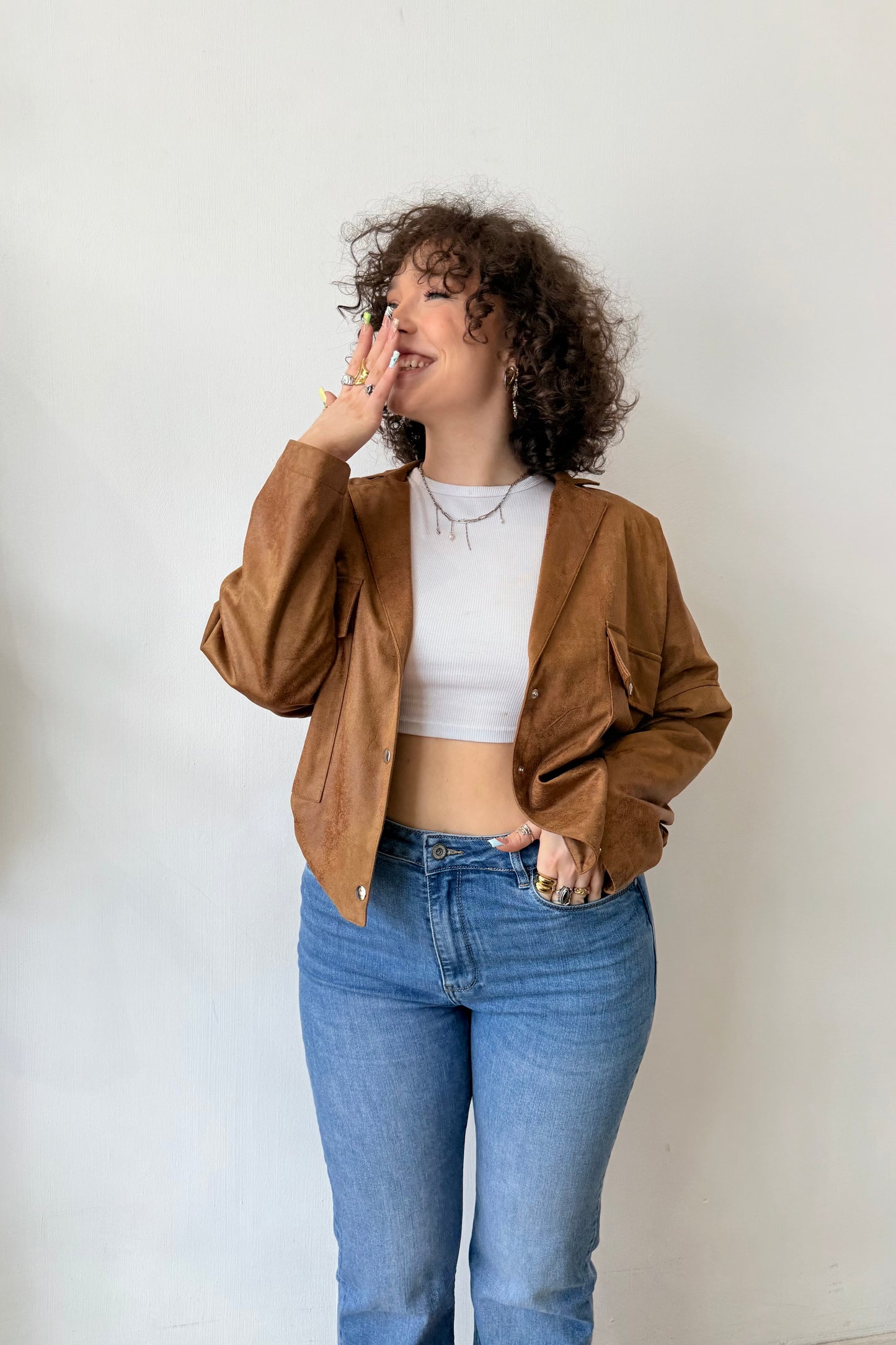 Rakel Vegan Leather Jacket -Cognac