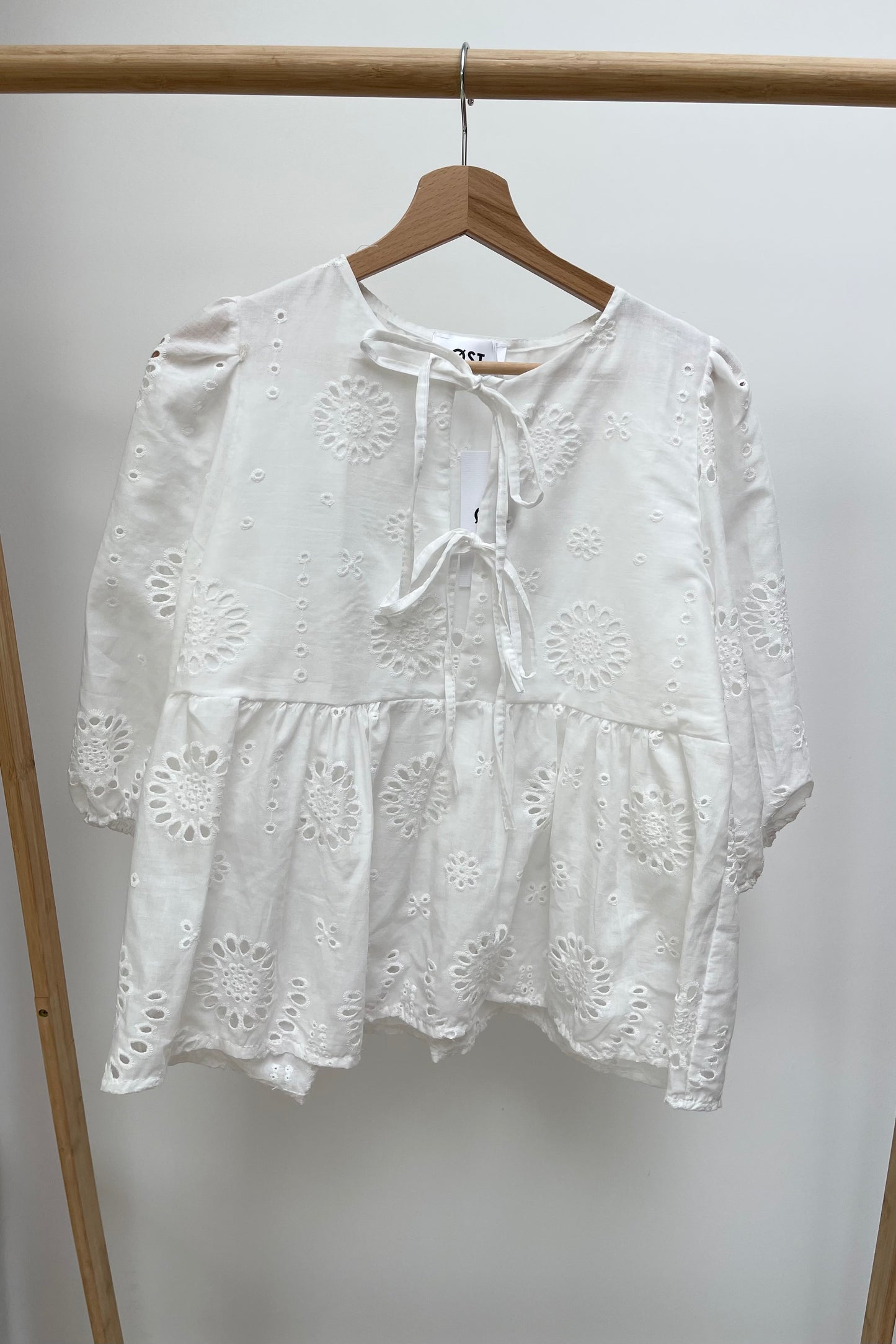 broderie anglaise tie blouse