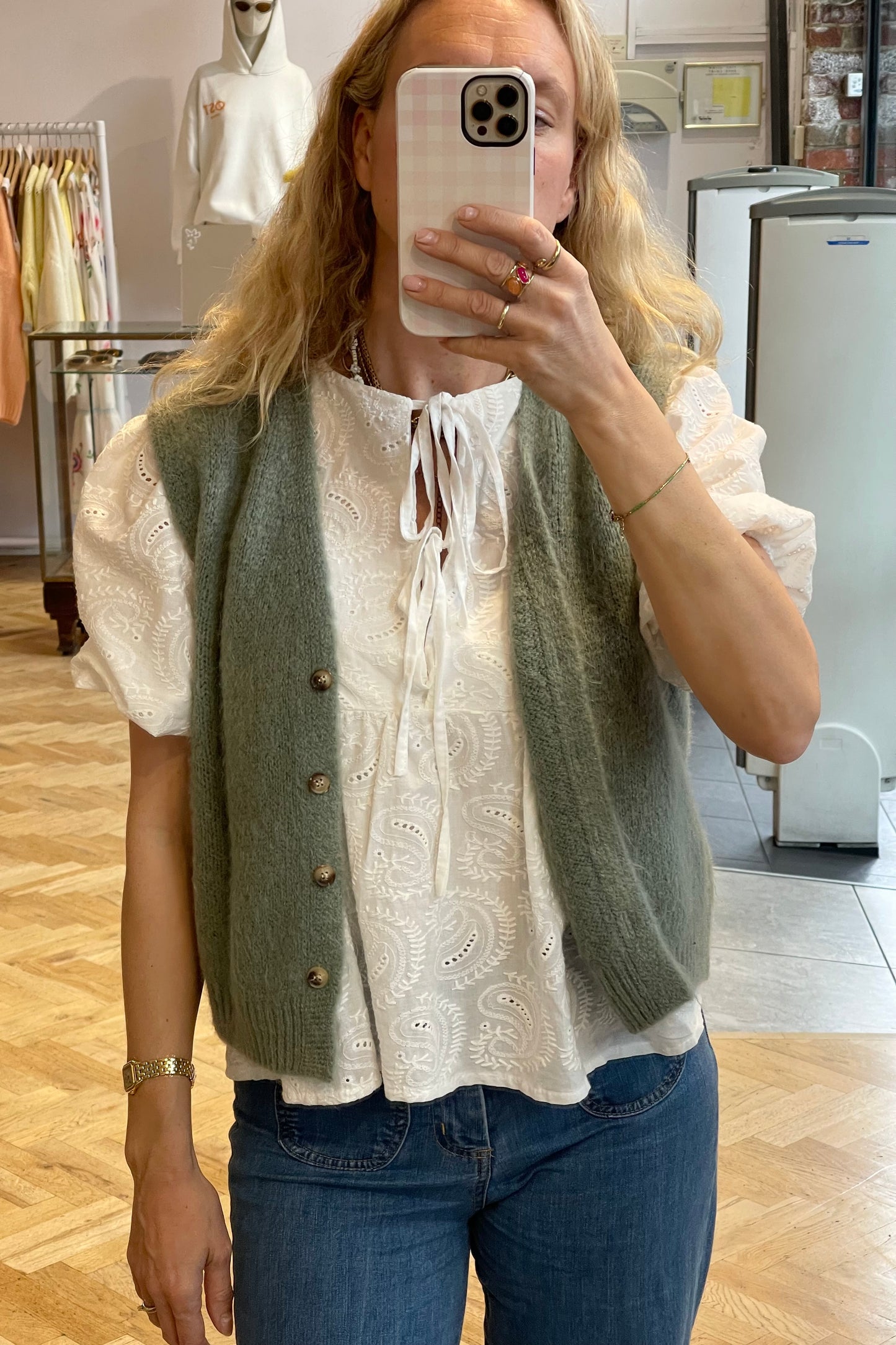 Broderie Anglase Tie Blouse