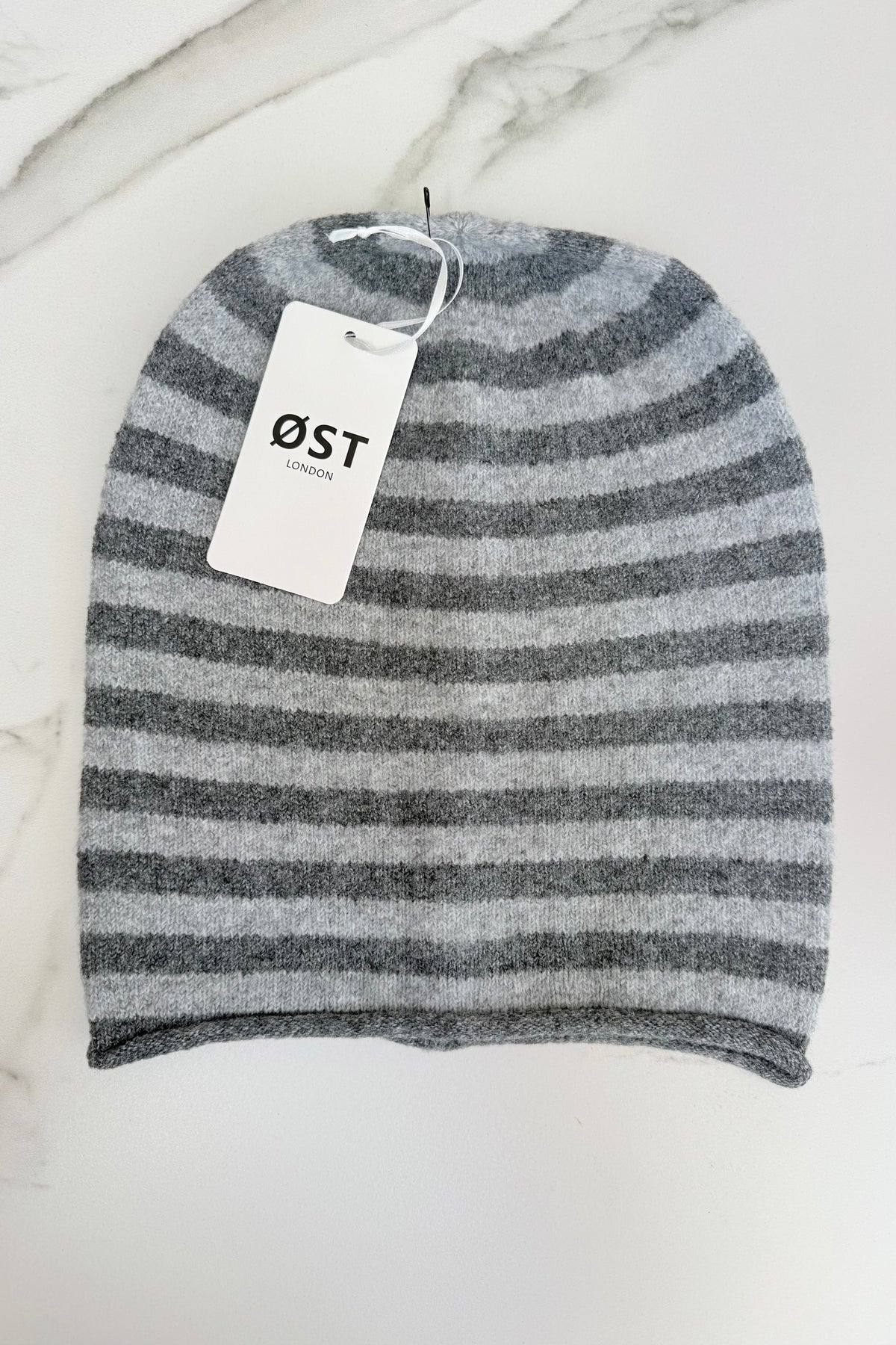 Striped Beanie -Grey