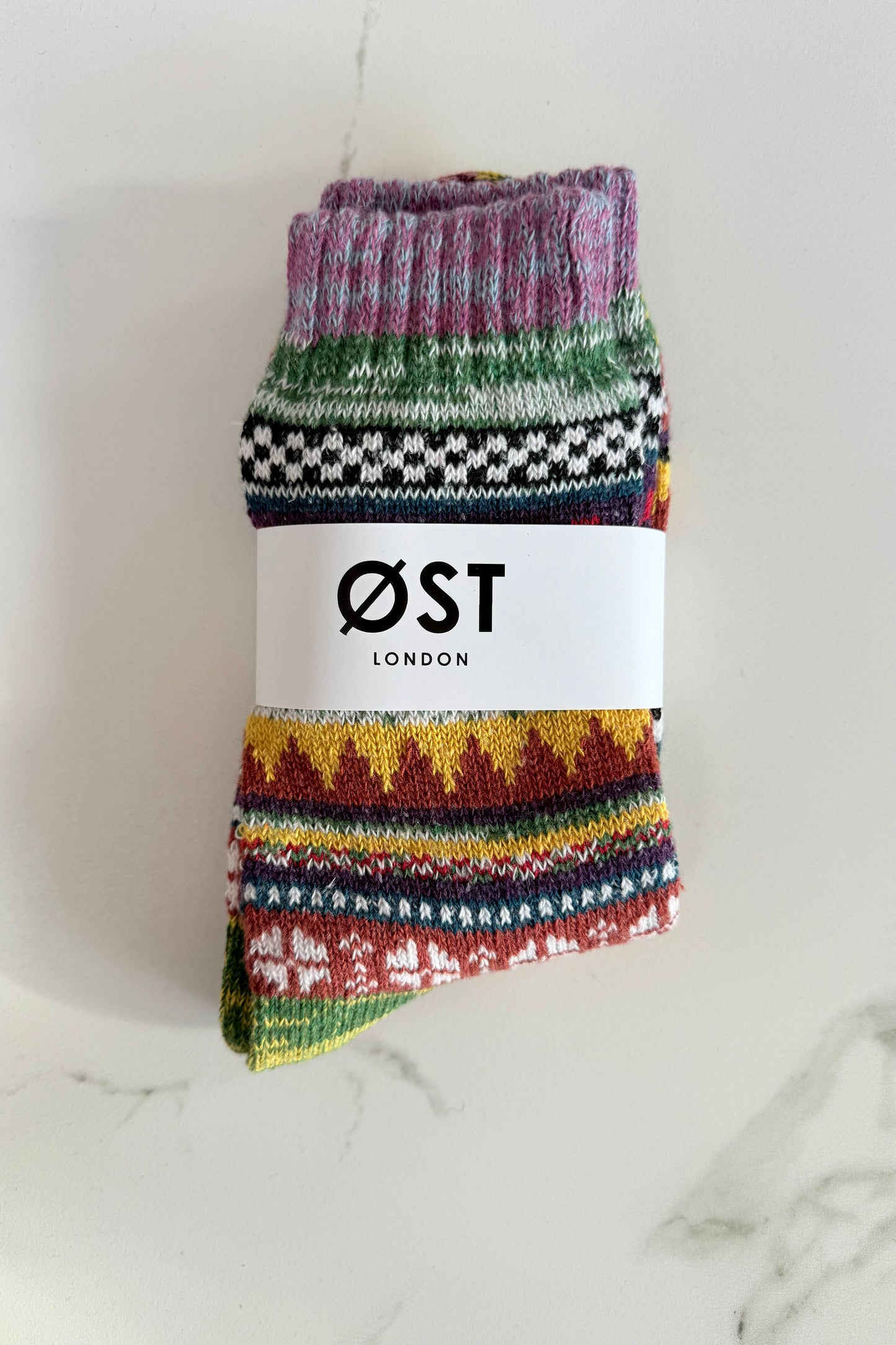 Fair Isle Wool Socks -Navy