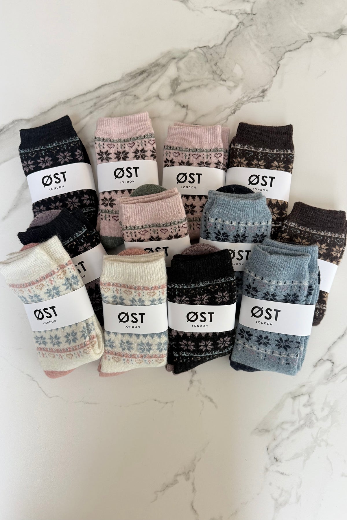 Snowflake Fluffy Socks -12 Pack