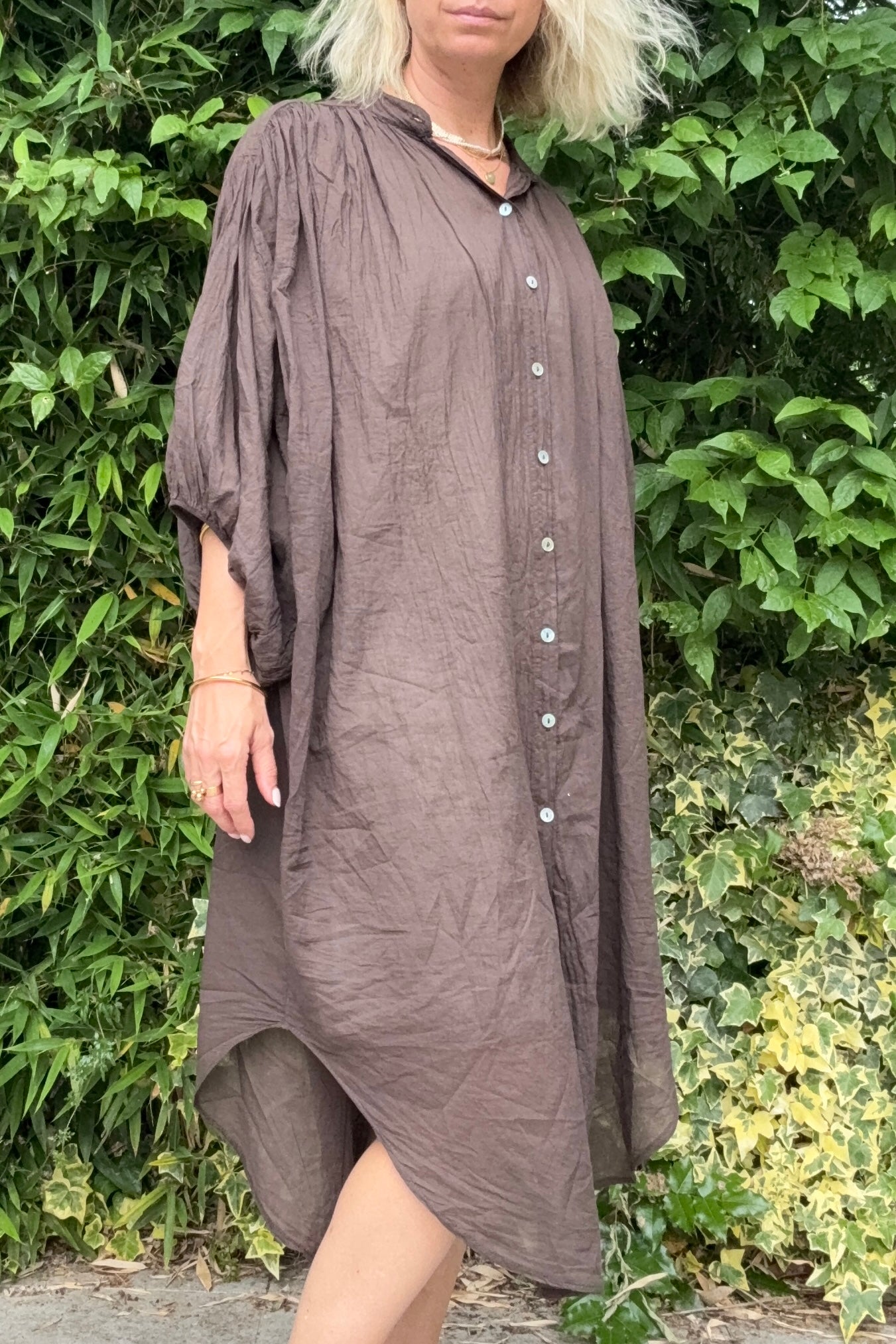 Freja Summer Cotton Dress -Brown