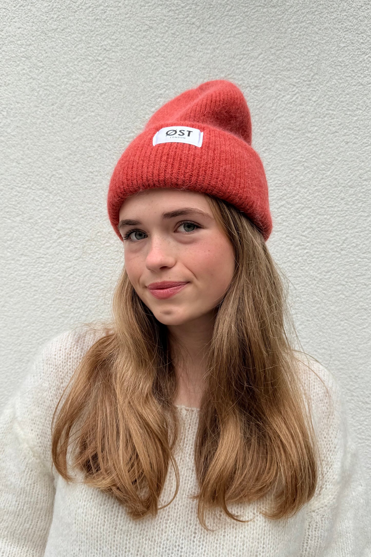 Clara Angora Beanie-Blood Orange