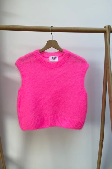 Neon pink mohair vest