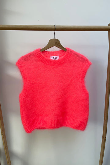 Neon coral mohair vest 