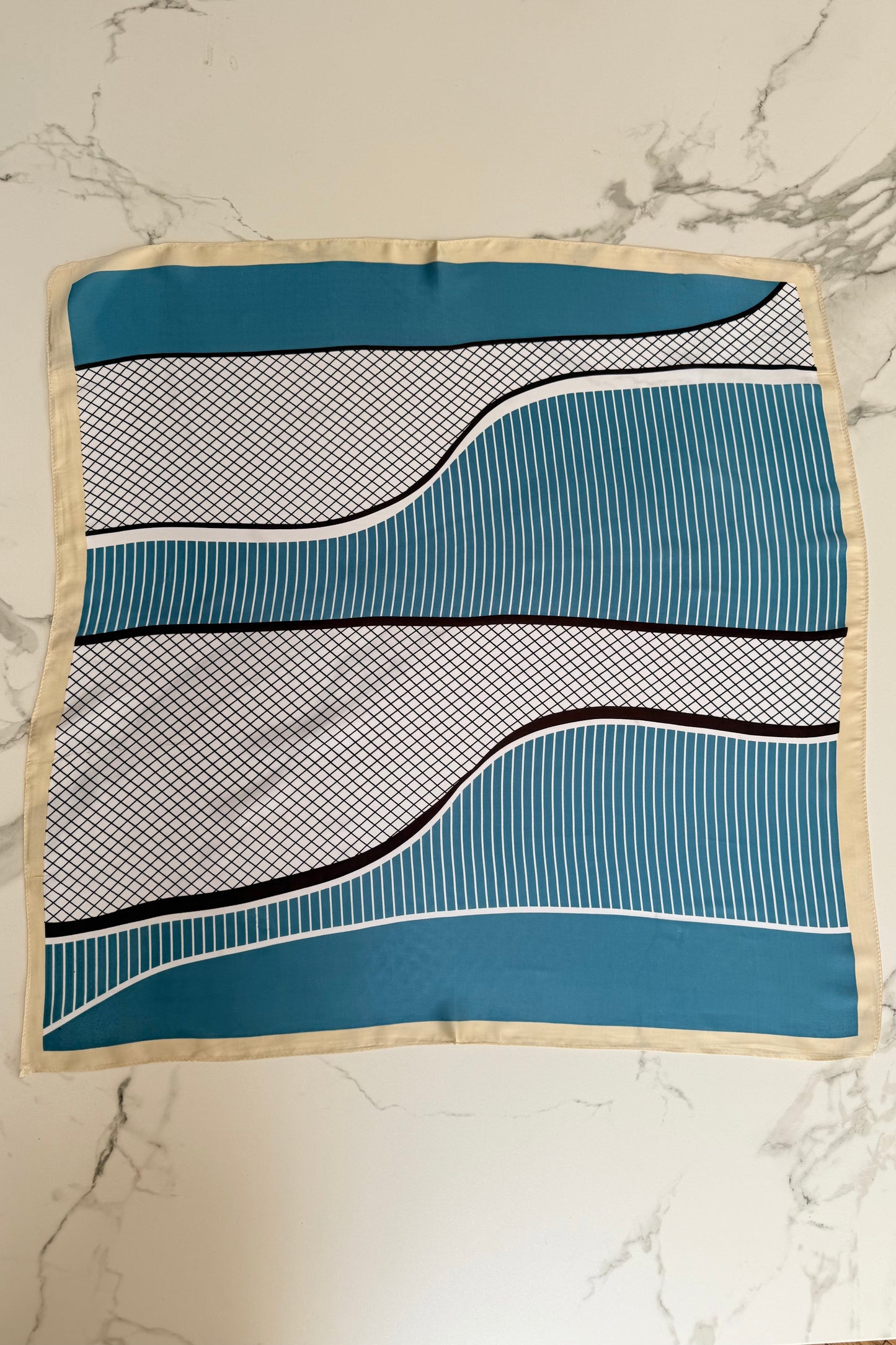 Vilja Silk Scarf -Retro Blue Wave