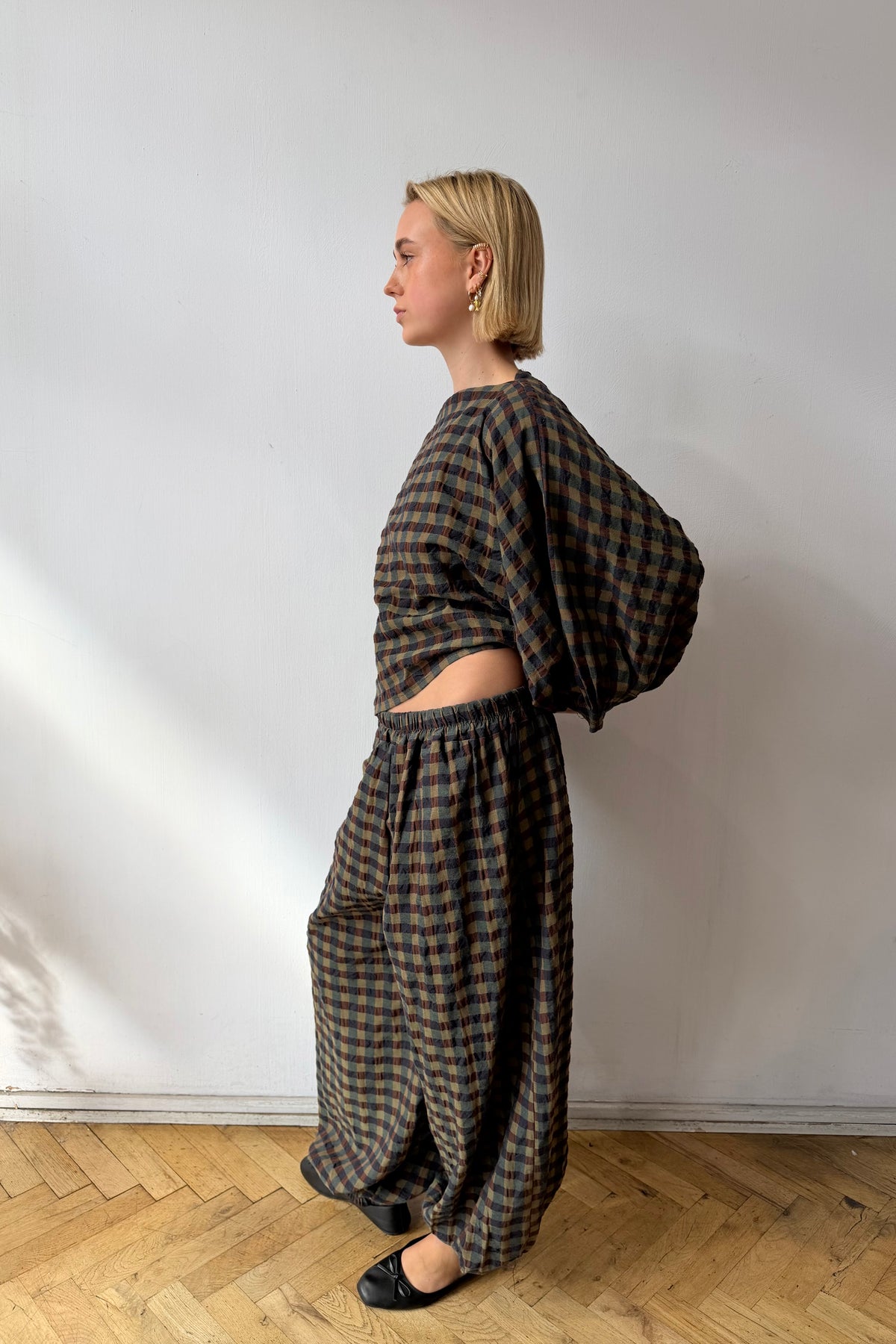Margrethe Ballon Trousers -Green Gingham