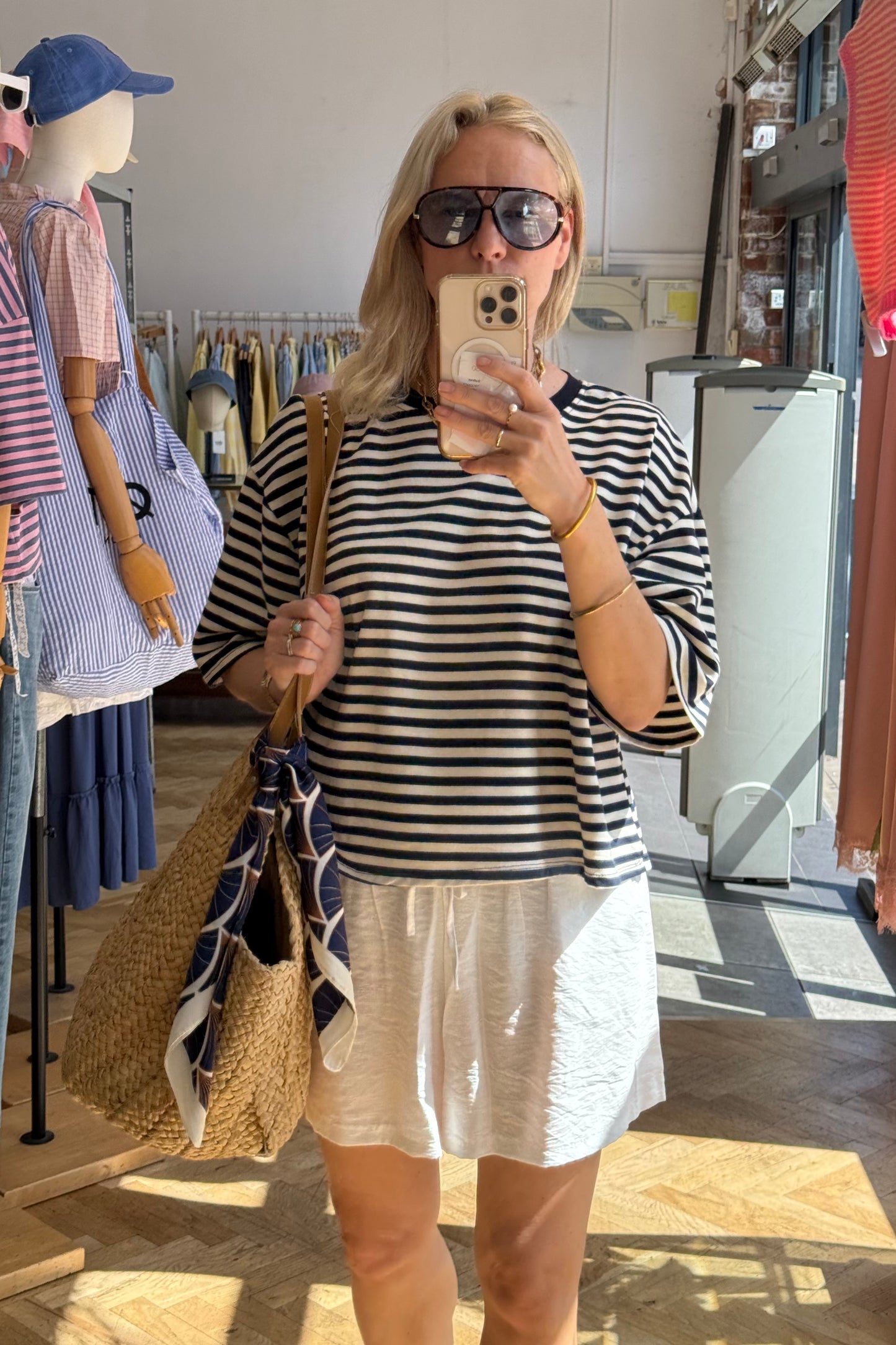 Else Striped T-Shirt -Navy - Øst London