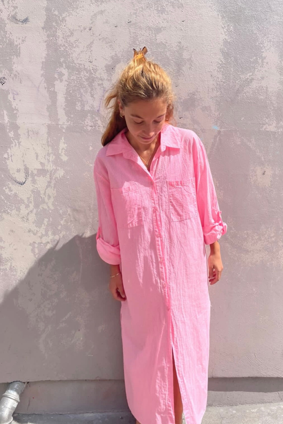 Helene Shirt Dress -Pink