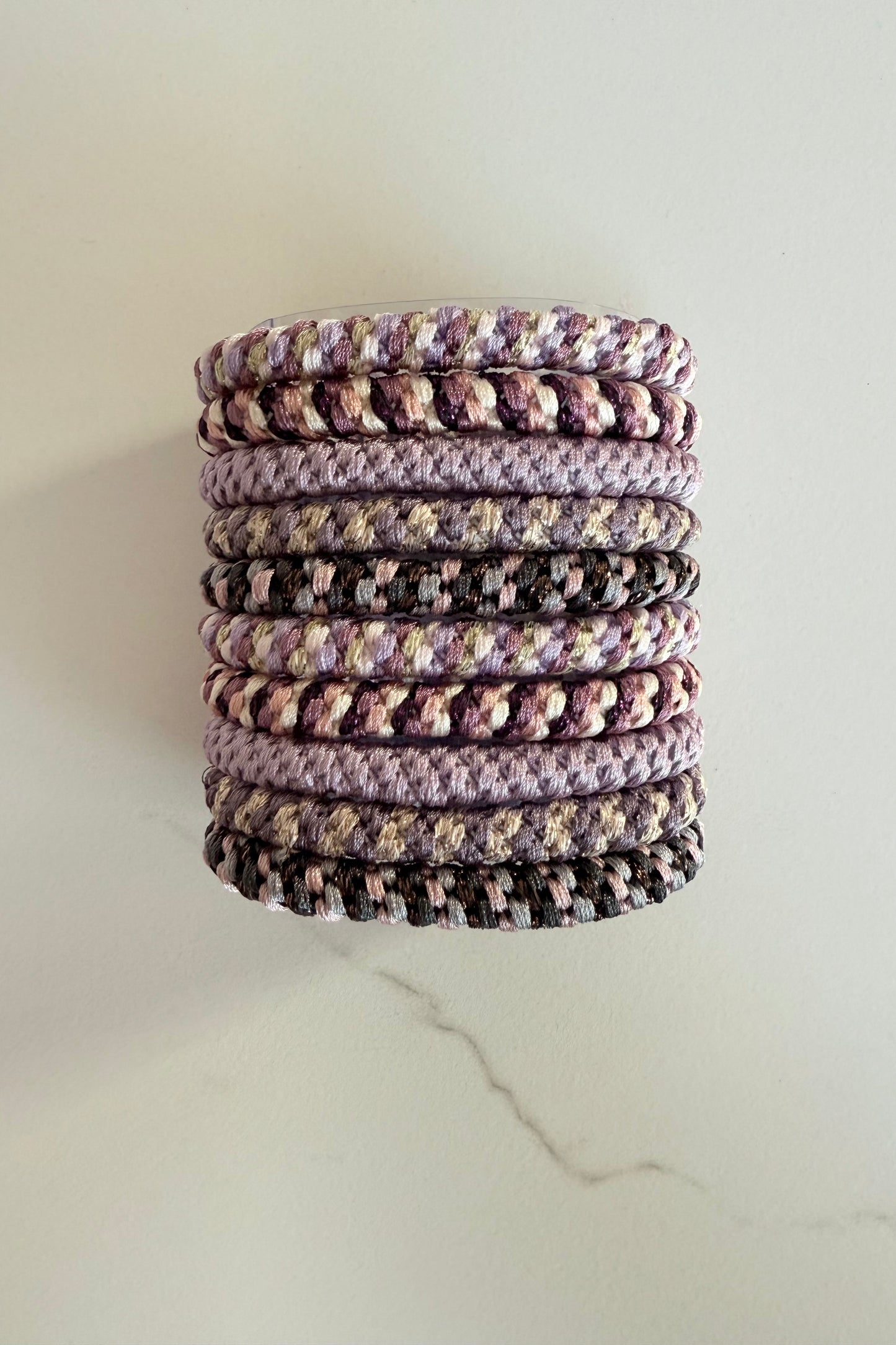 Puk Woven Hair Ties 10 Pack -Lilac
