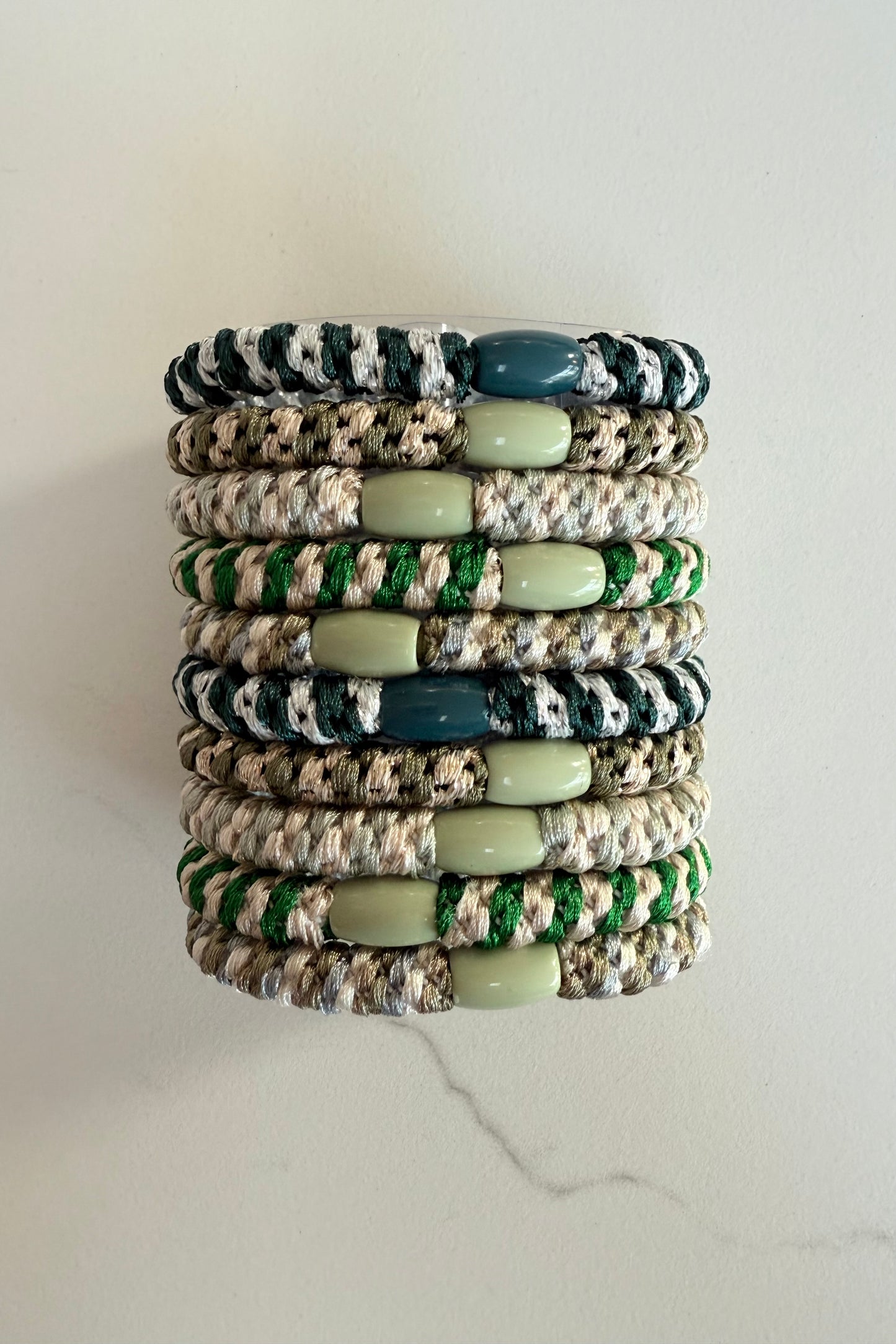 Puk Woven Hair Ties 10pack -Green - Øst London
