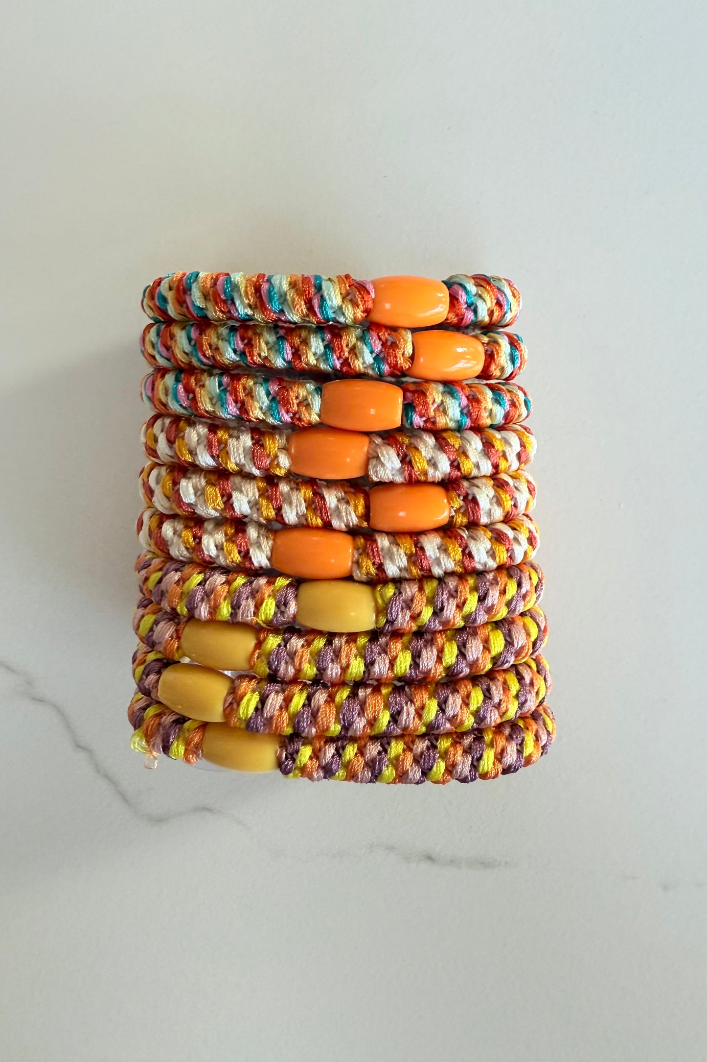 Puk Woven Hair Ties 10pack -Orange