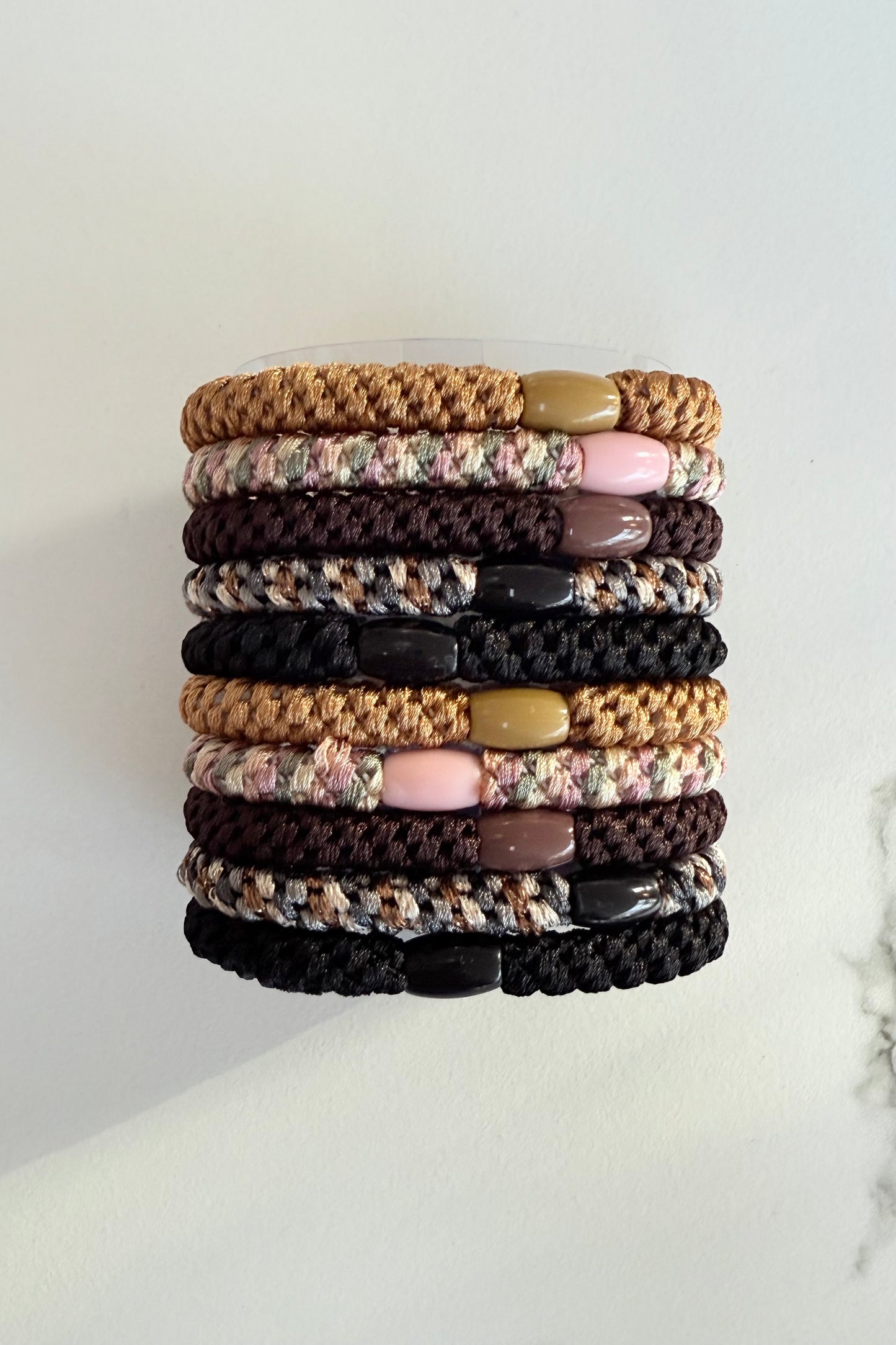 Puk Woven Hair Ties 10pack -Brown