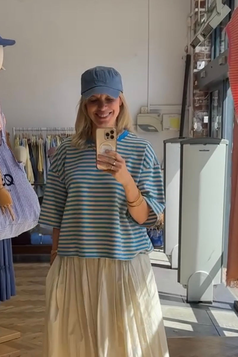 Else Striped T-Shirt -Blue/Cream - Øst London