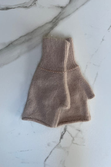 Sand cashmere mittens, fingerless gloves 