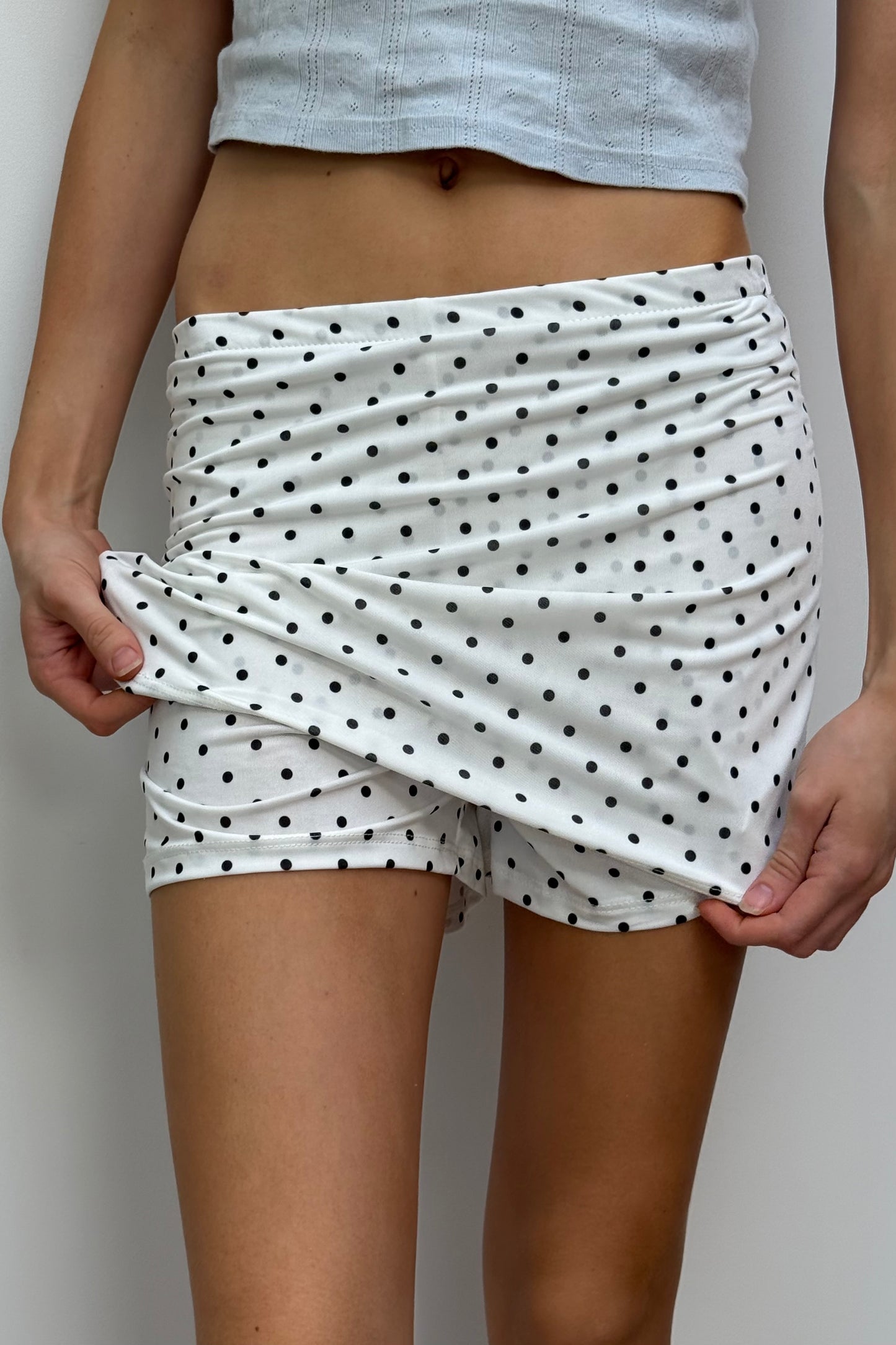 Holly Mini Skort -White black dots