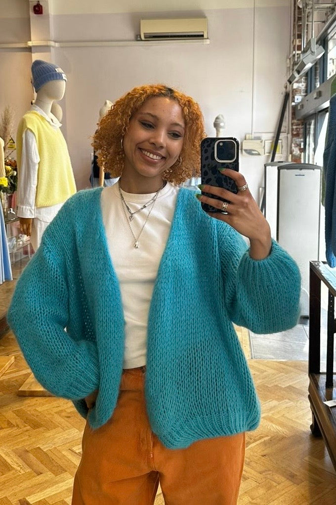 Mohair Cardigan Turquoise