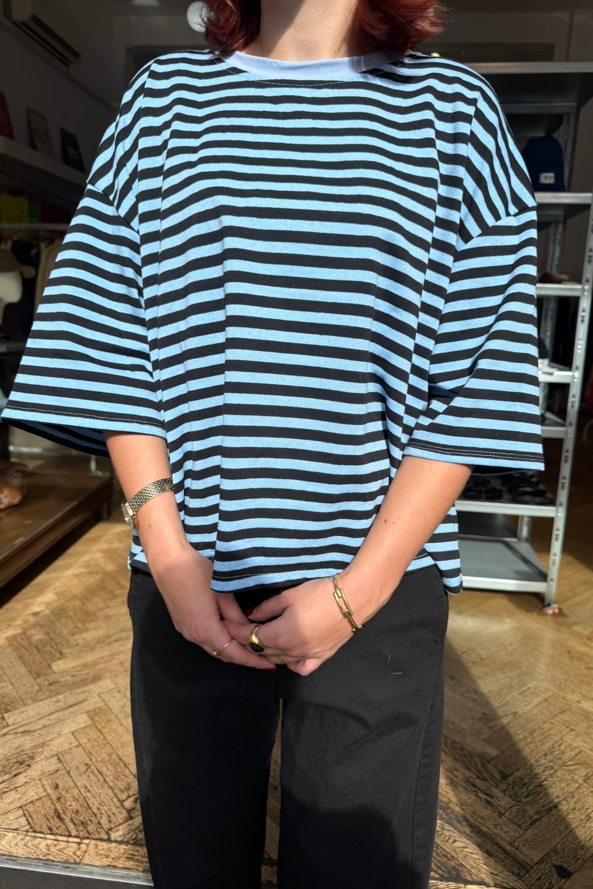 Else Striped T-Shirt -Black/Blue
