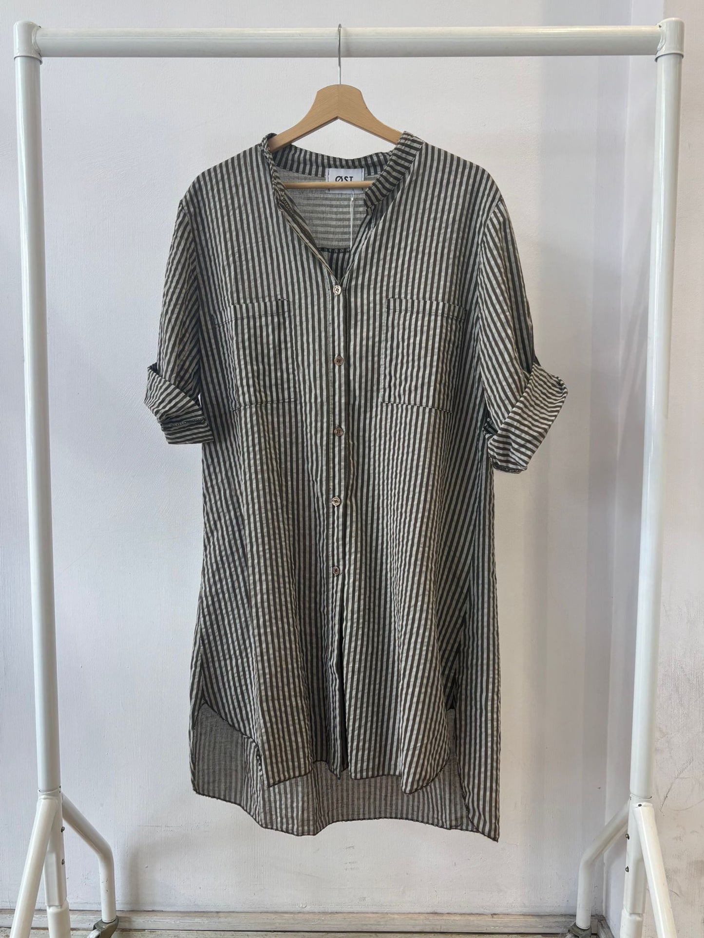Bine Striped Shirt Dress -Chocolate - Øst London
