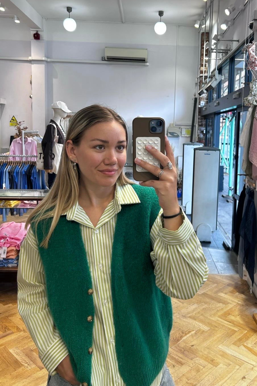 Ulla Oversized Shirt -Green Stripe