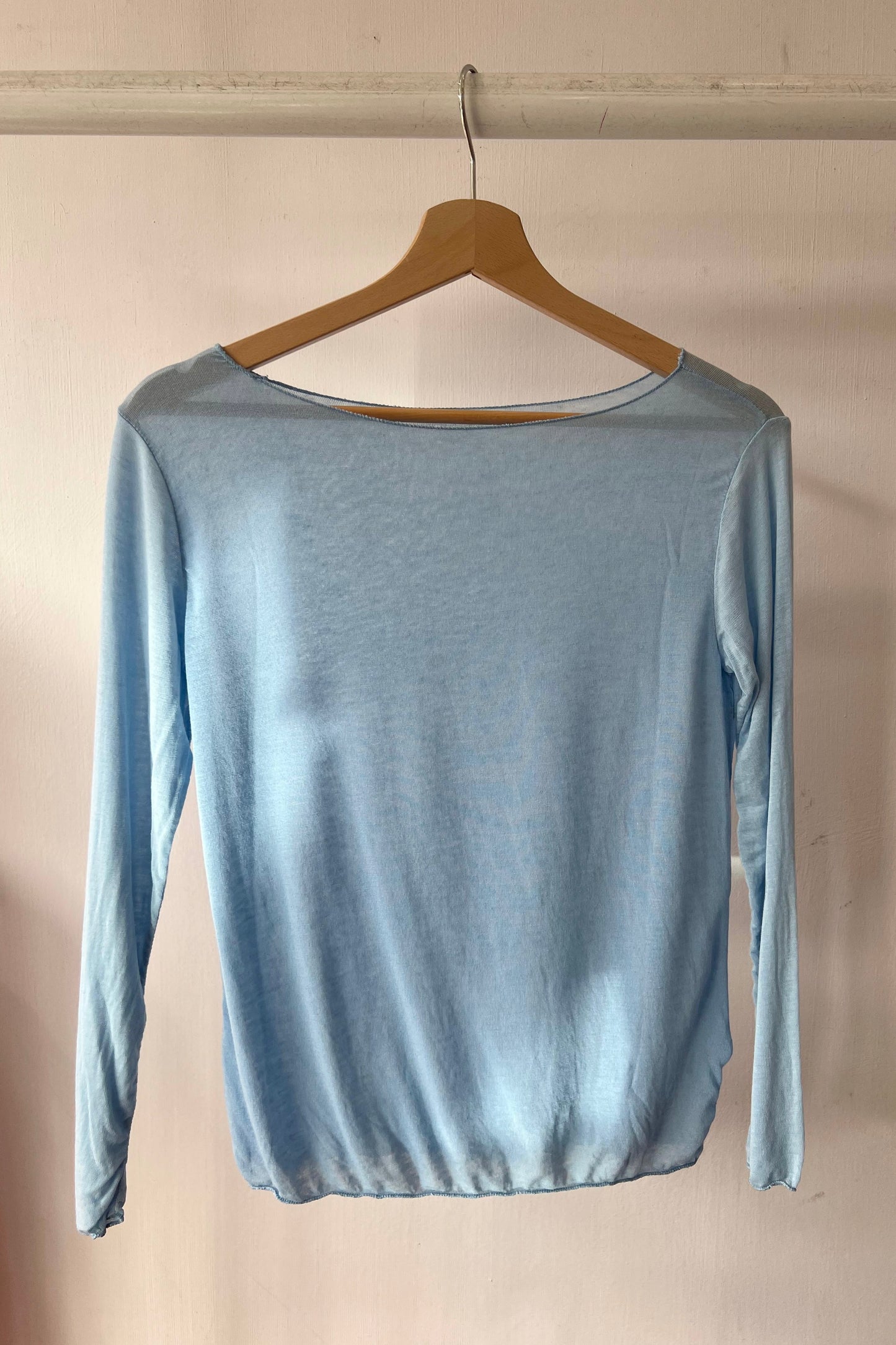 Sandra Cashmere Base Layer Wide Neck Top -Light Blue - Øst London