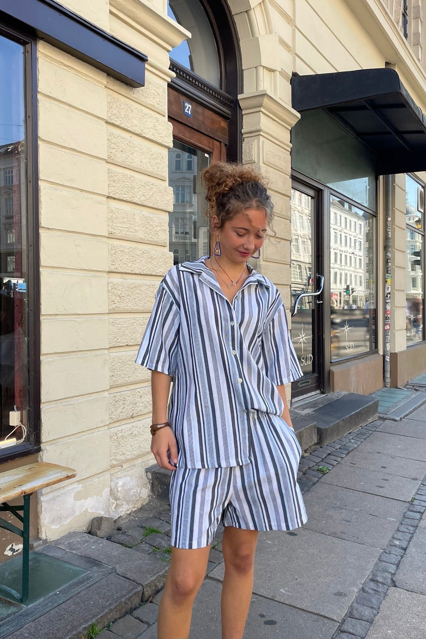 Lily Shirt and Shorts Co-Ord -Blue Stripes