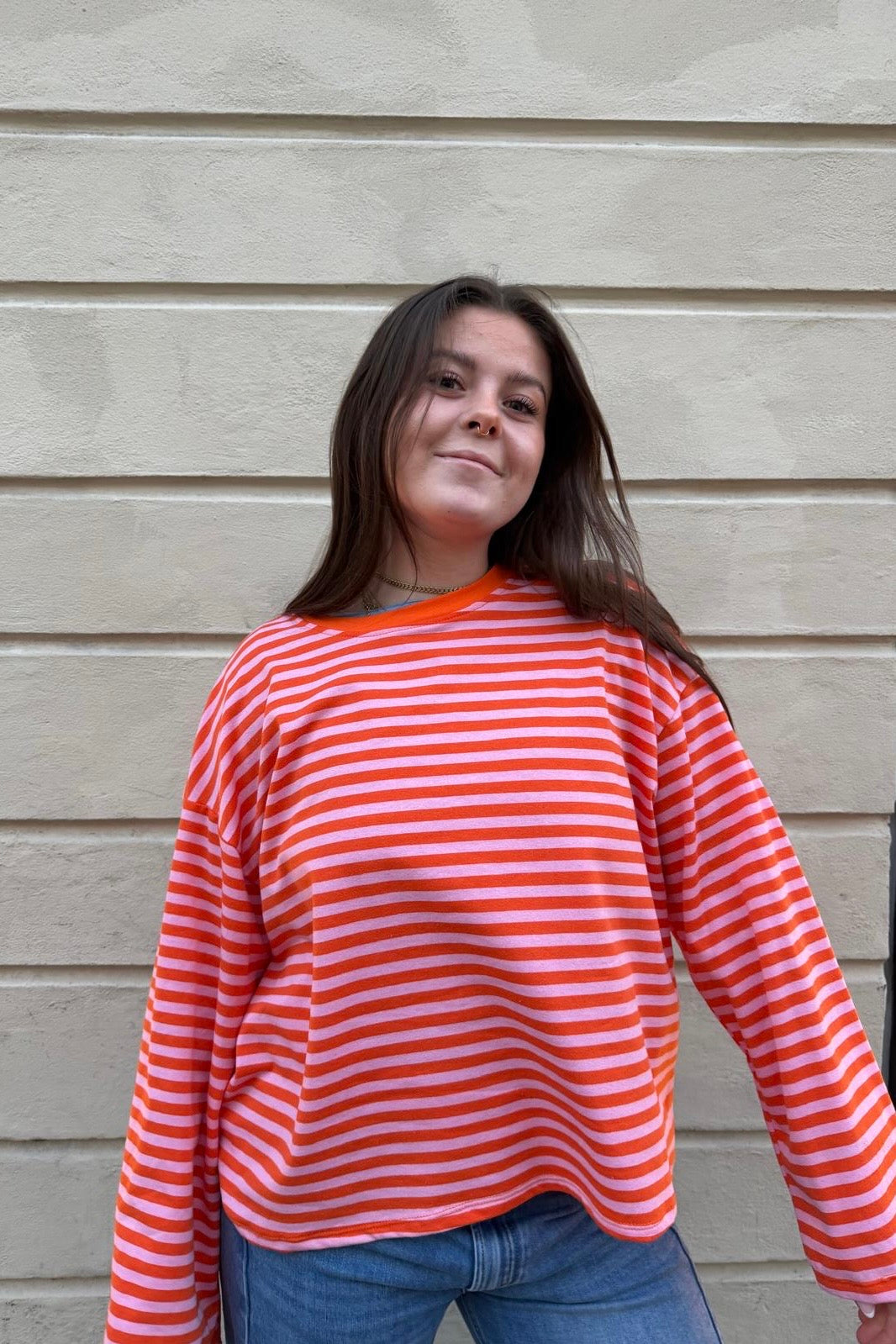 Anna Crewneck -Orange/Pink - Øst London