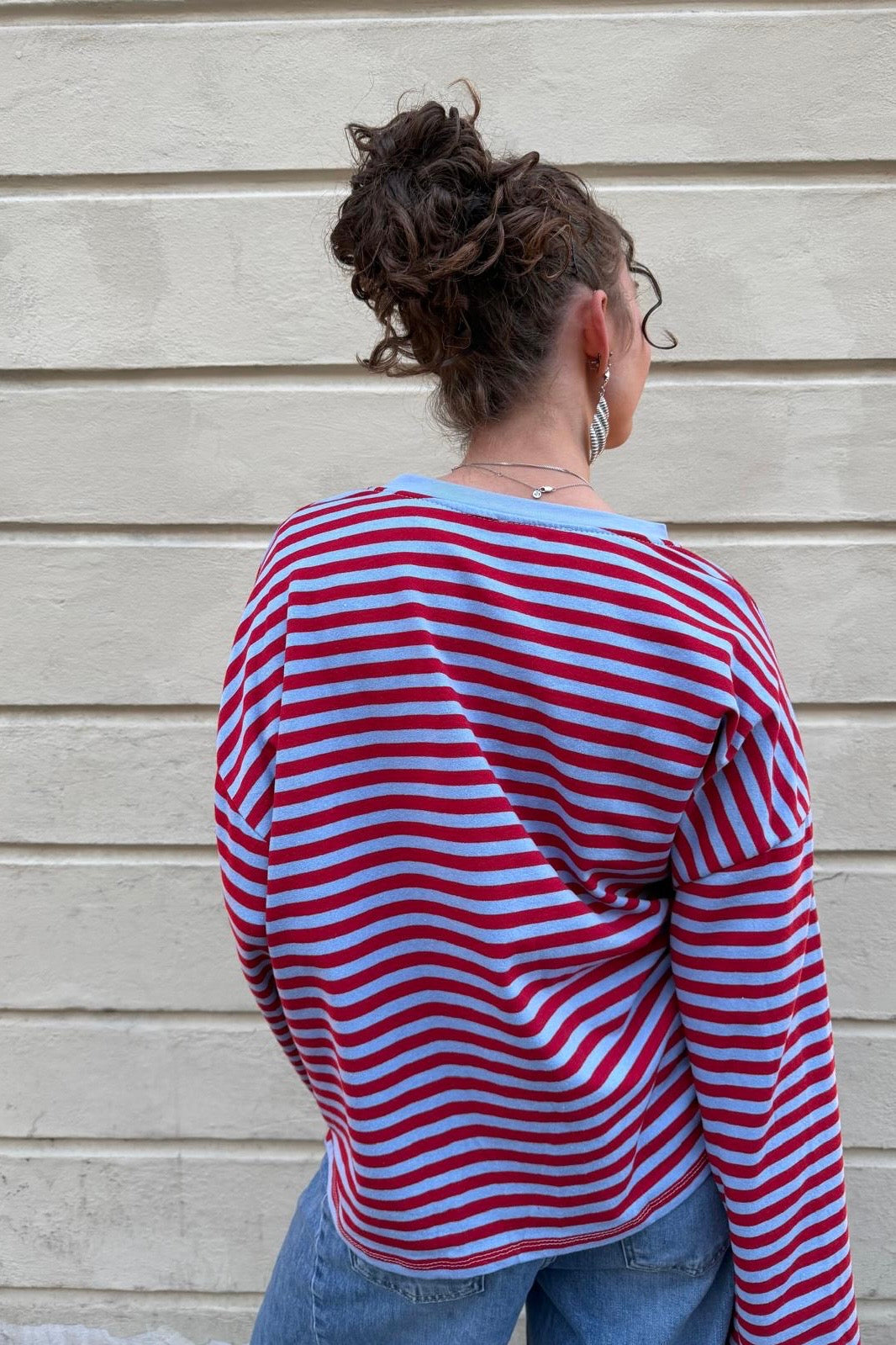 Anna Crewneck -Red/Blue - Øst London