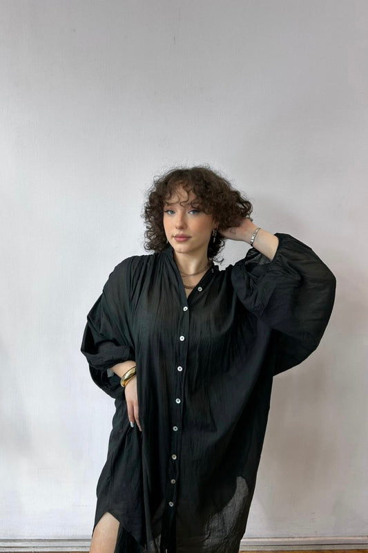 Freja Summer Cotton Dress -Black