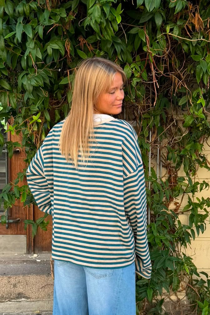 Anna Crewneck -Petrol/Sand