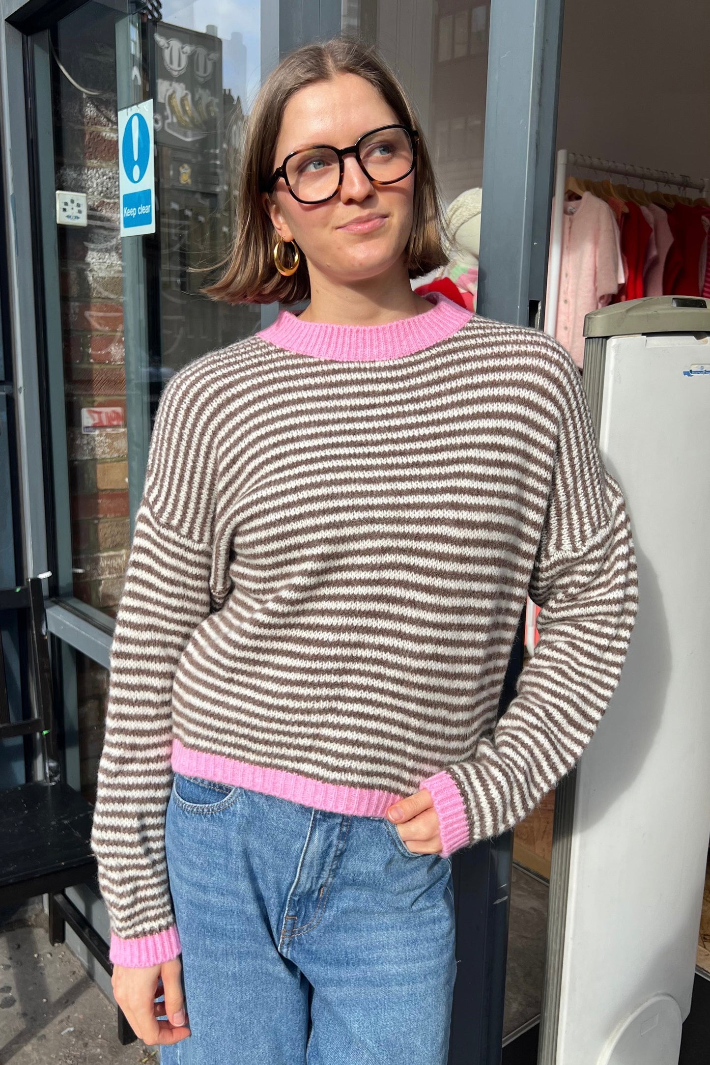 Nanna Jumper -Taupe/Cream - Øst London