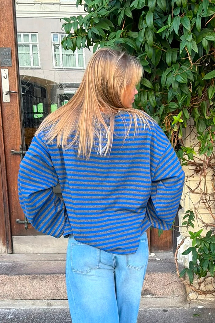 Anna Crewneck -Royal/Grey