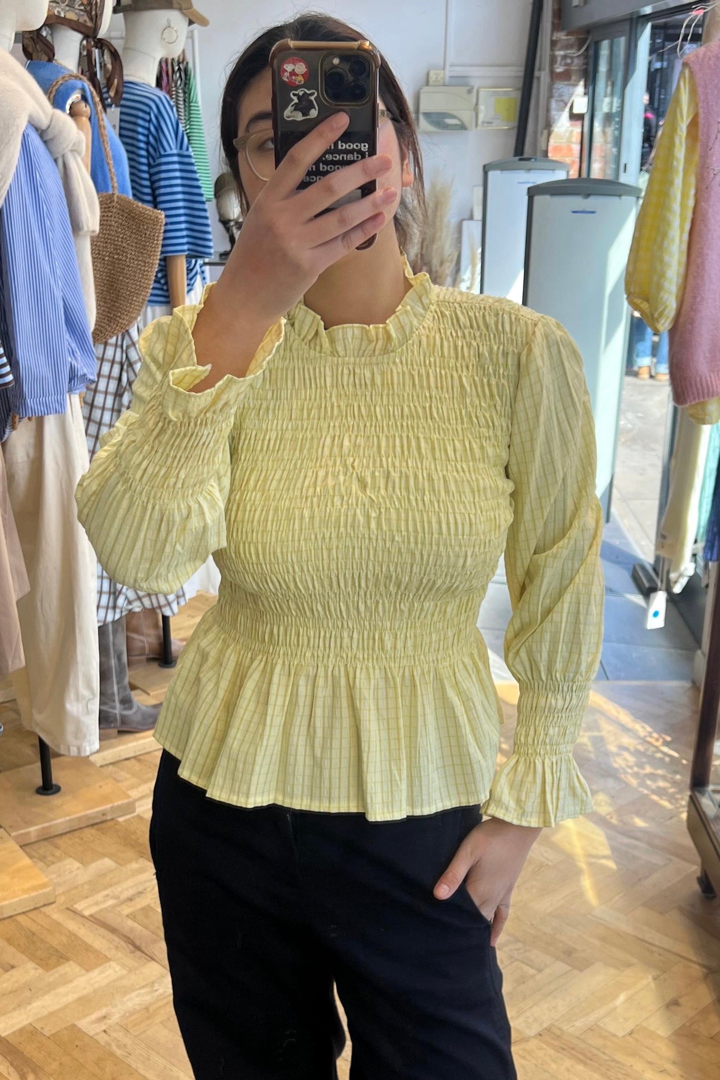 Leonora Smocked Blouse -Lemon