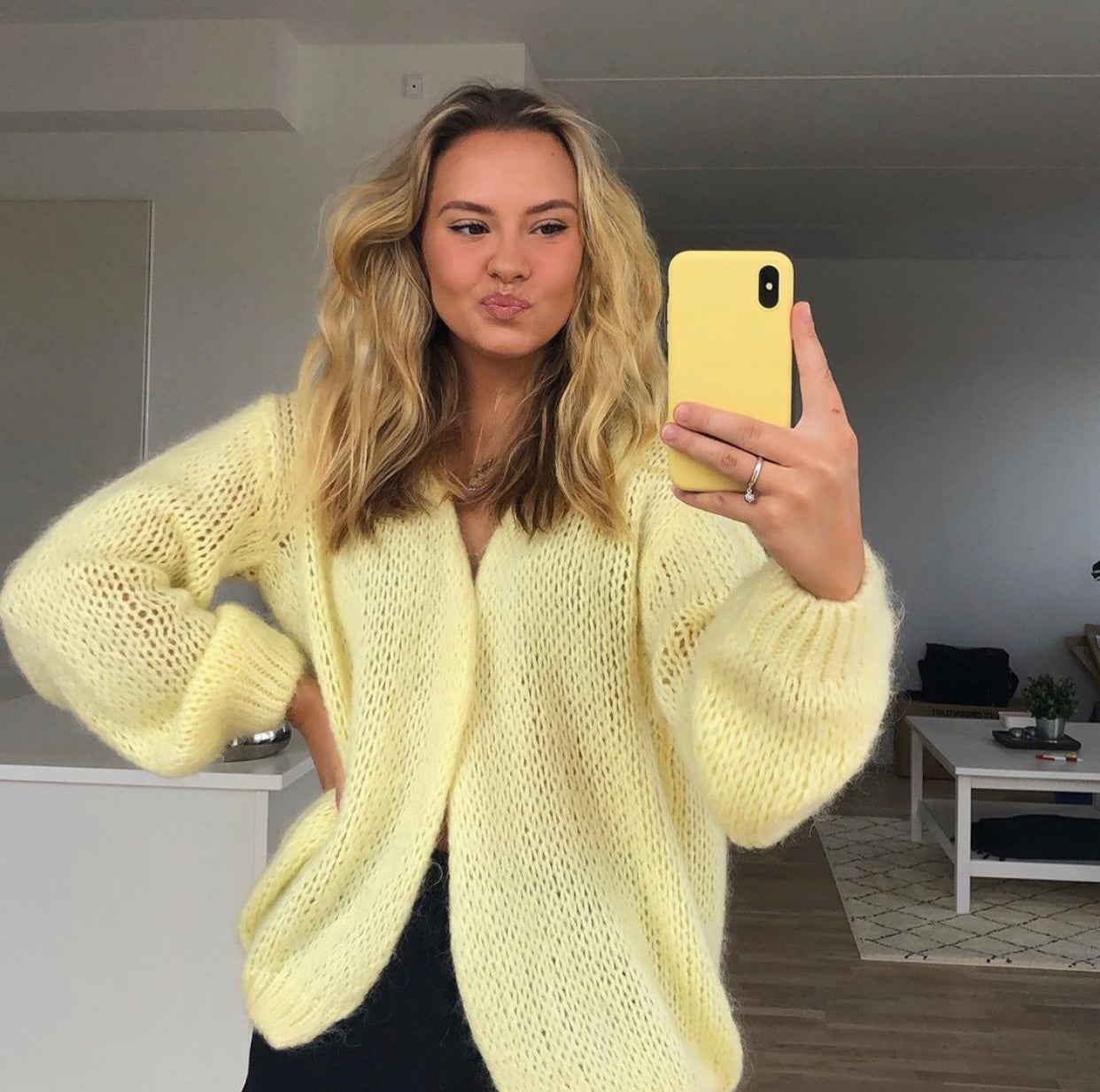 Yellow mohair cardigan