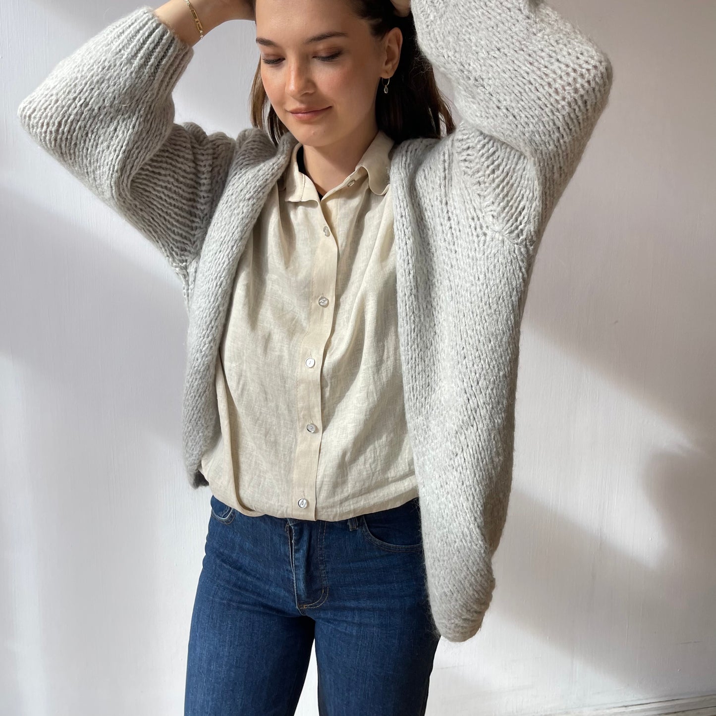 mohair open cardigan