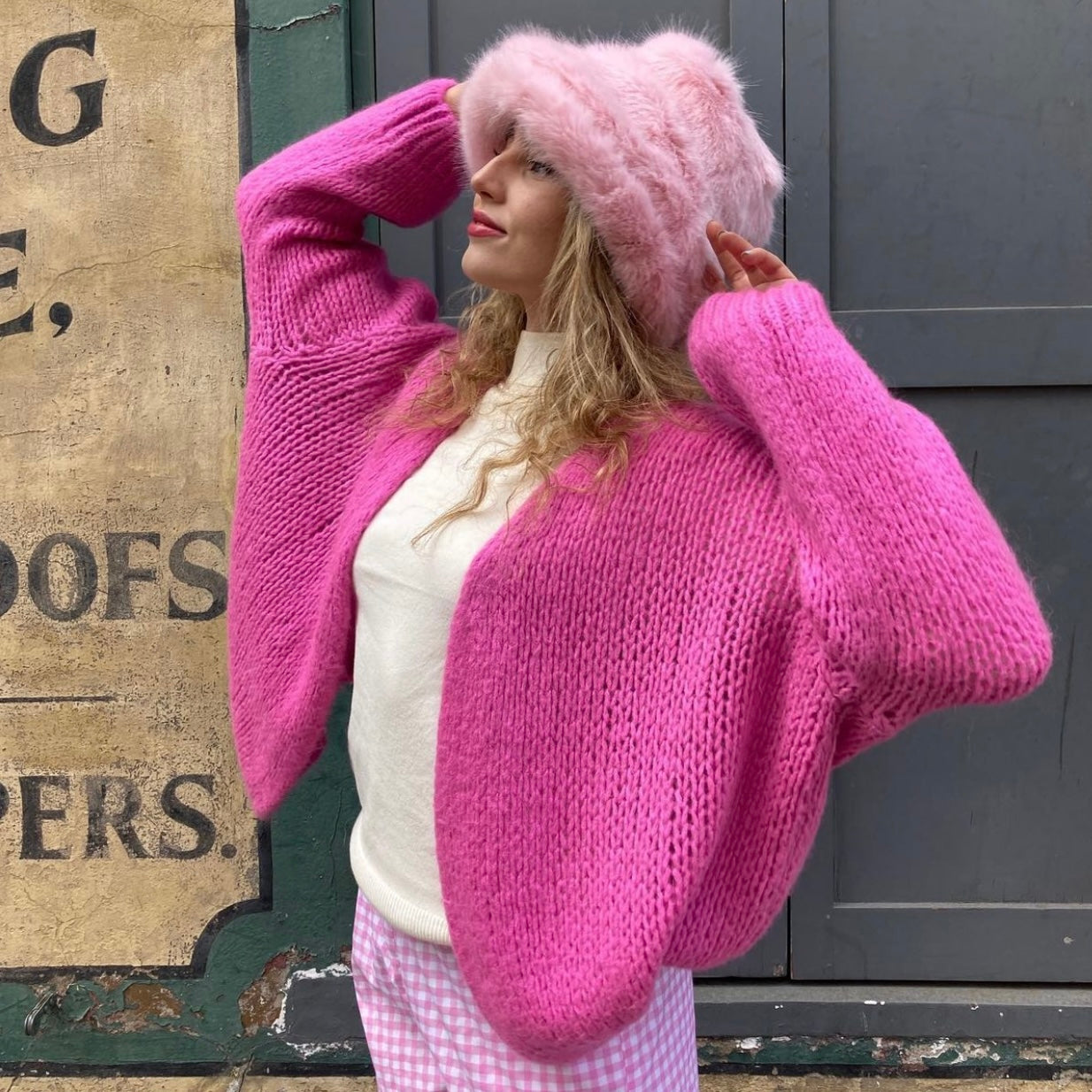 Pink hotsell mohair cardigan