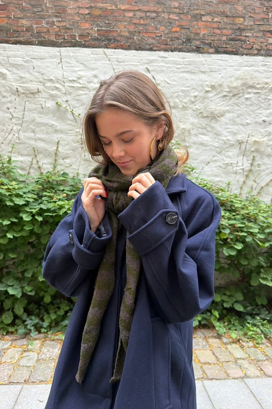 Nordic Stripe Triangel Scarf -Khaki/Coffe - Øst London