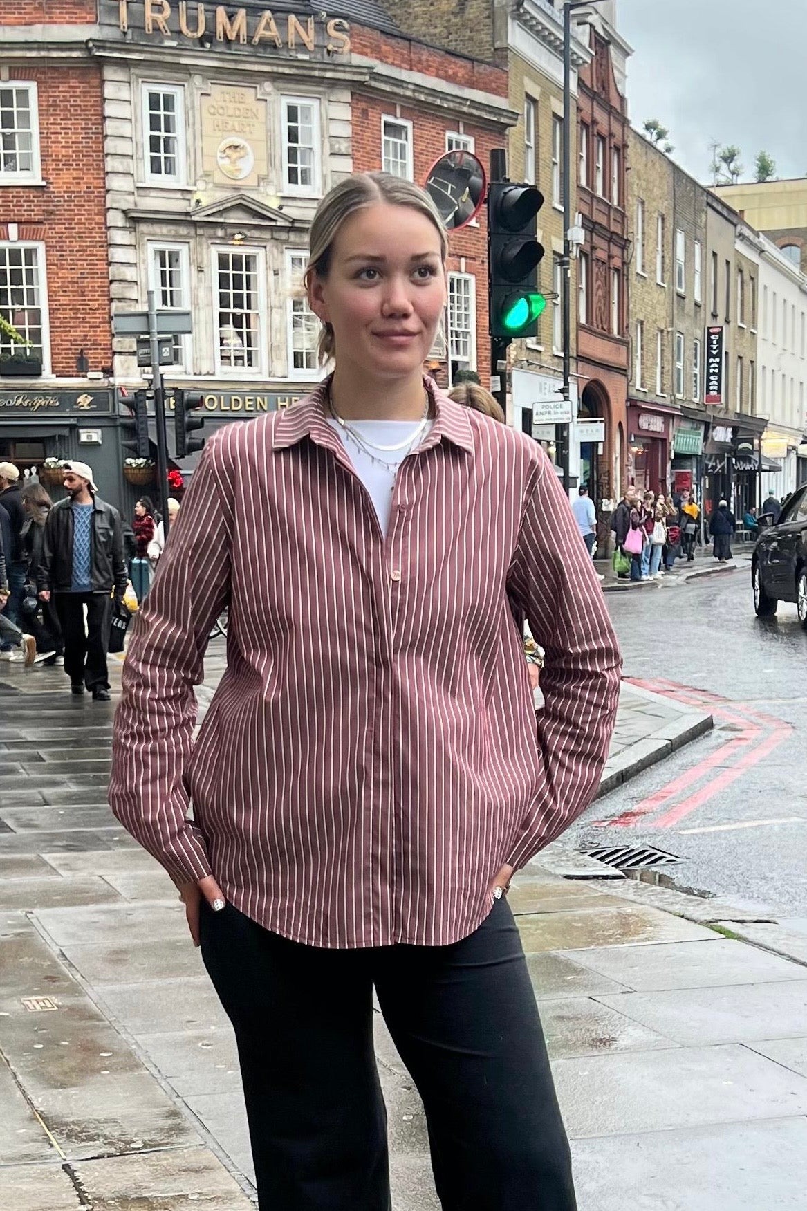 Yrsa Striped Shirt -Bordeaux