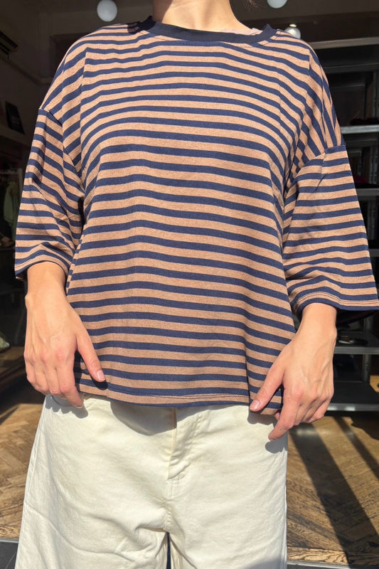 Else Striped T-Shirt -Navy/Coffe