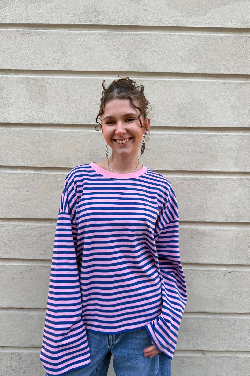 Anna Crewneck -Pink/Blue - Øst London