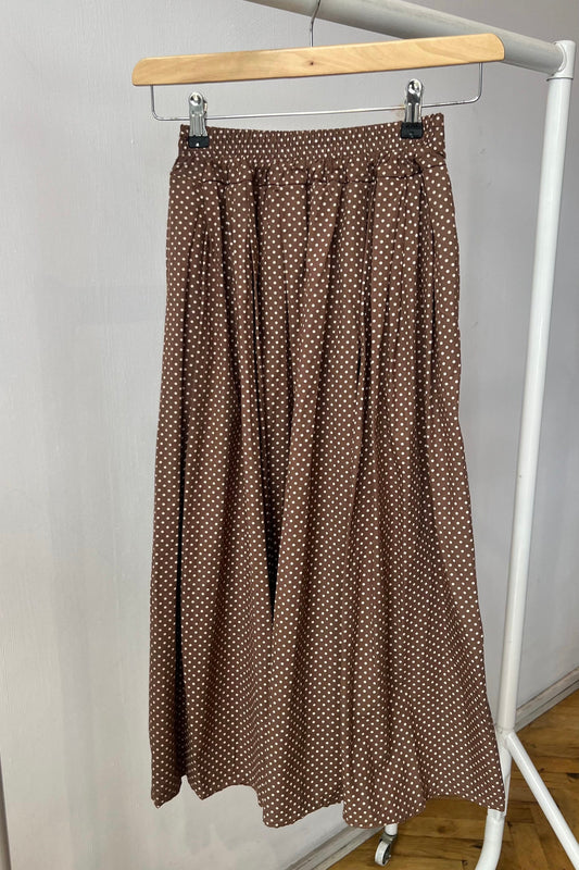 Malene Dot Medi Skirt -Brown
