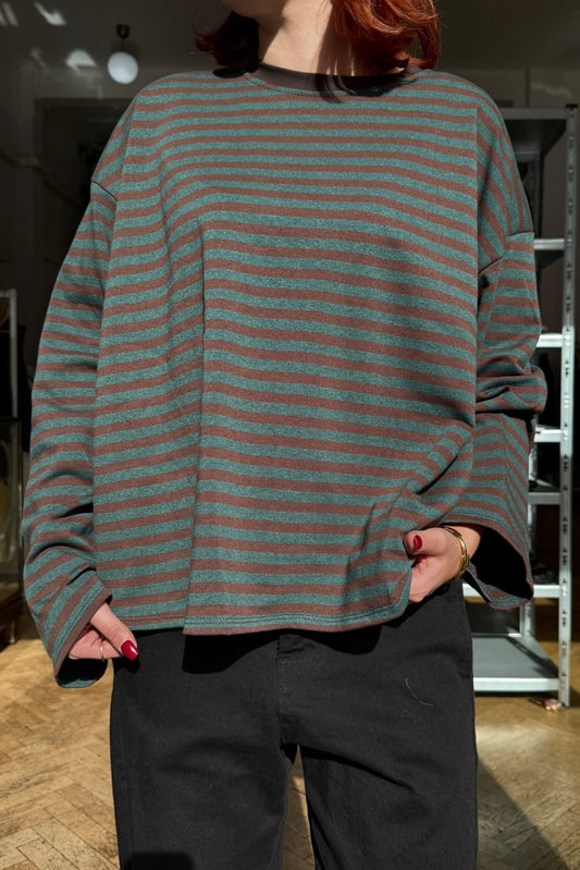 Anna Crewneck -Brown/Dark Green