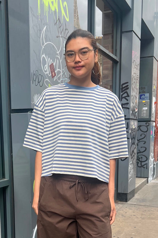 Else Striped Tee -Denim/White - Øst London