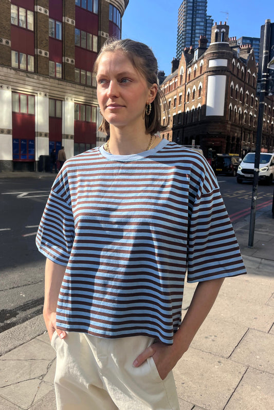 Else Striped T-Shirt -Brown/Blue - Øst London