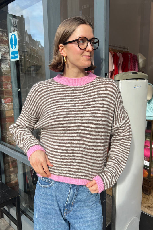 Nanna Jumper -Taupe/Cream - Øst London