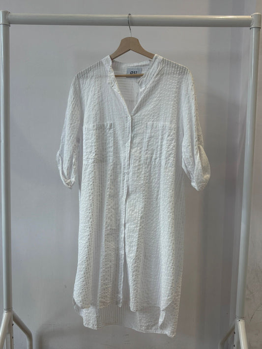 Bine Striped Shirt Dress -White - Øst London