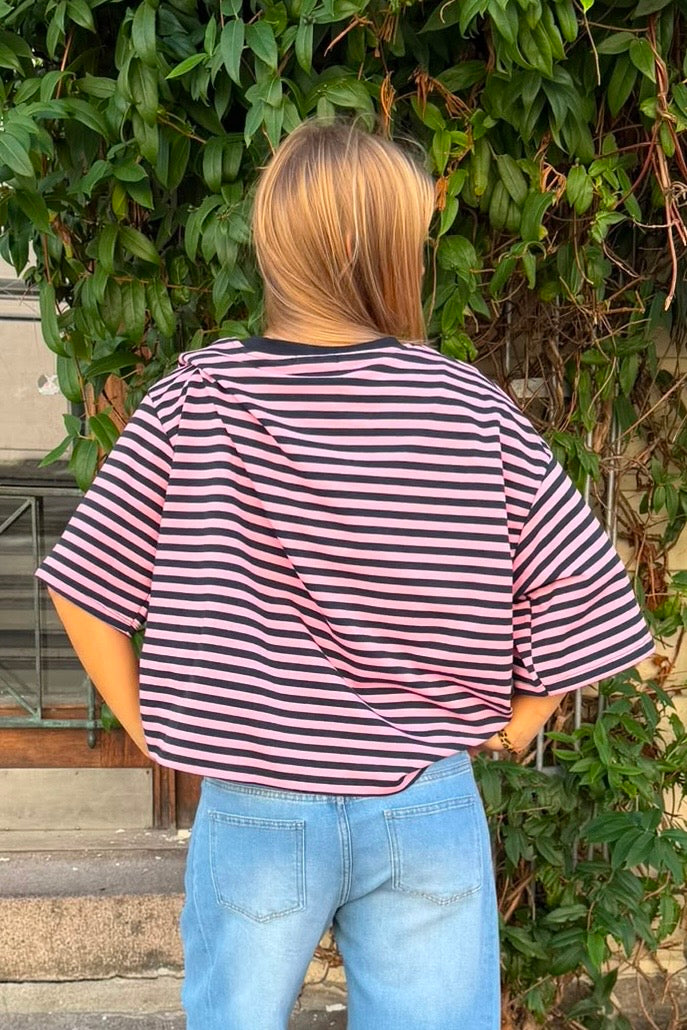 Else Striped T-Shirt -Navy/Pink