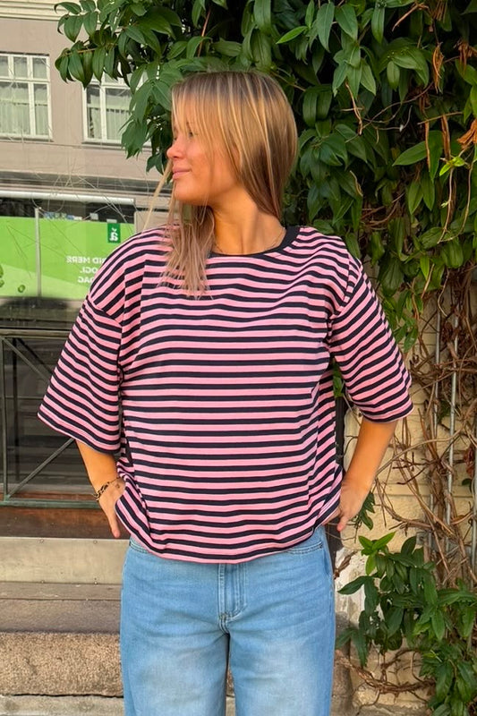 Else Striped T-Shirt -Navy/Pink
